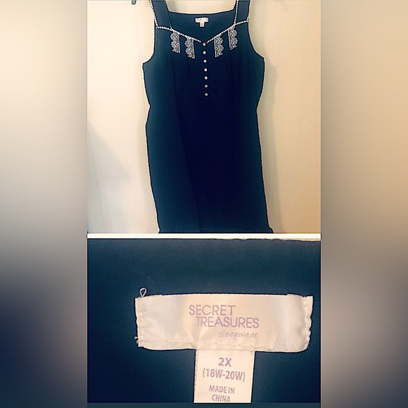 nightgown/dress 100% cotton navy blue W/white lace on front/straps ruffle bottom - Picture 5 of 6